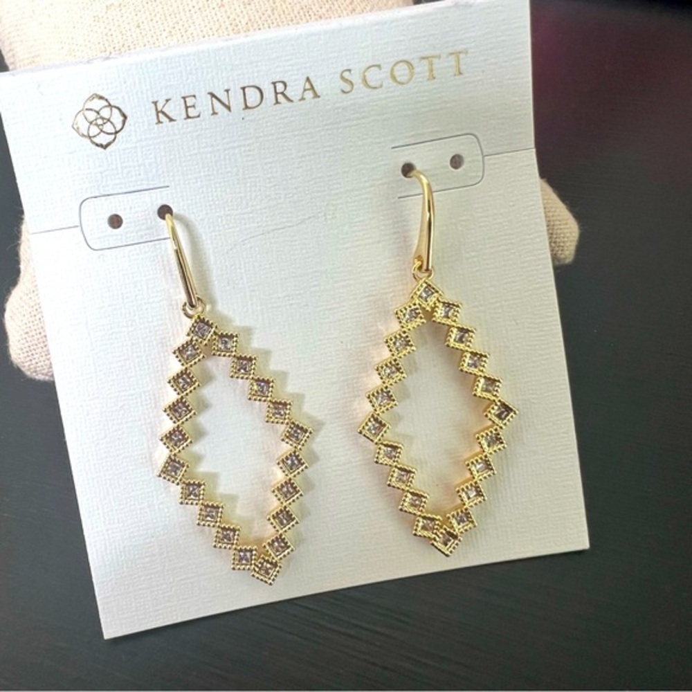 Kendra Scott Kinsley Open Drop Earrings, Gold NWT